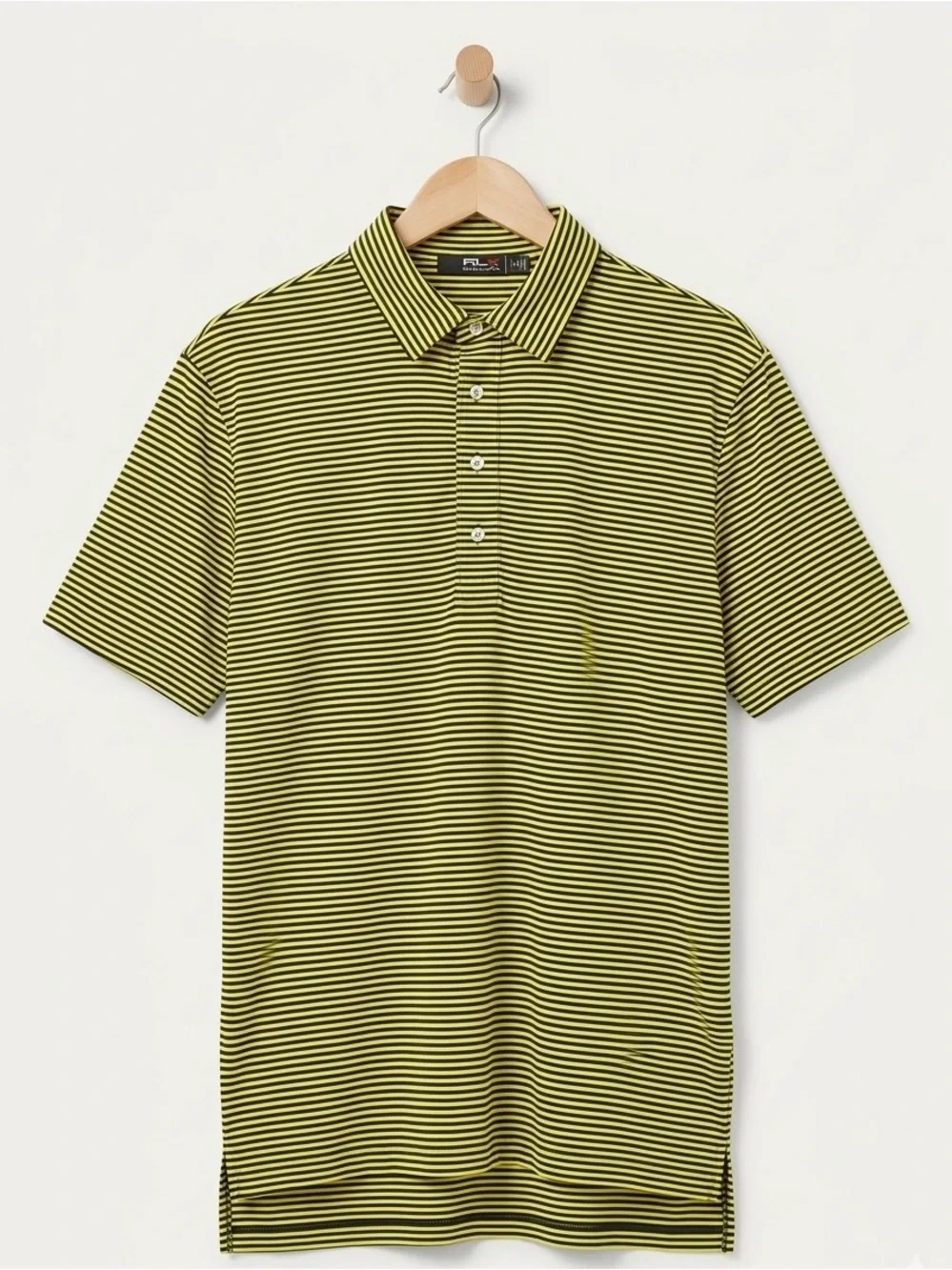 Ralph Lauren RLX Striped Golf Polo Shirt - yellow & navy blue - collegiate - L